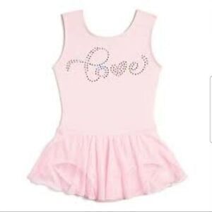 Jaques Moret Ballet Leotard Dress with Love in Rhinestones XS‎ Pink